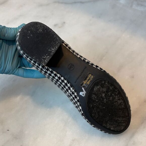Isaac Mirzrahi Shoes Flats Houndstooth Black and White Mini Heel Ballet Flats - Picture 13 of 14